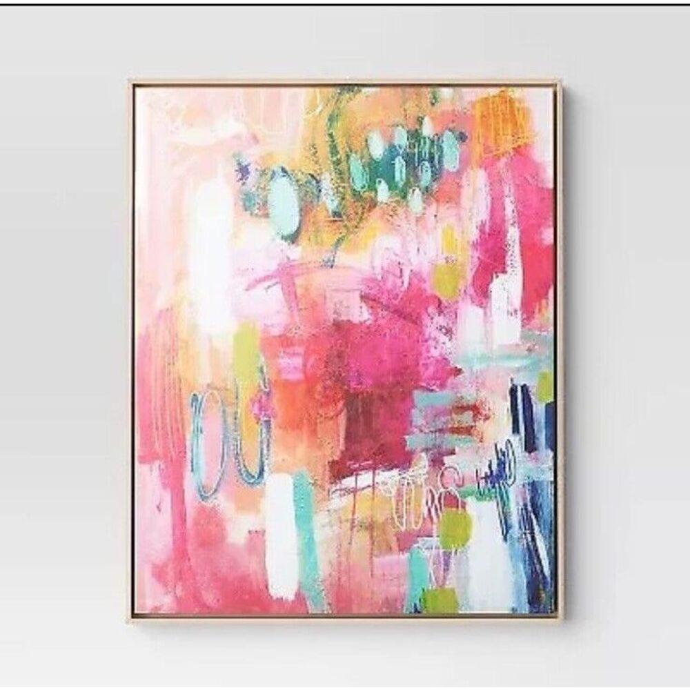 24" x 30" Colorful Collage by Amira Rahim Framed Wall Canvas - Threshold